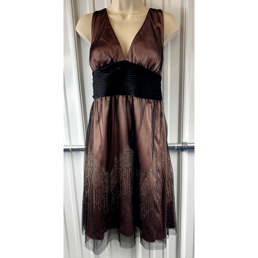 Y2K Adrianna Papell Black Mesh‎ Tulle Dress Sz 10 Whimsygoth Coquette Fairycore